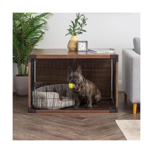 Dark Brown Wooden Pet Crate for Small to Medium Breed Dogs