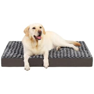 Dark Gray Dog Bed for Large Dogs with Orthopedic Support and Removable Cover