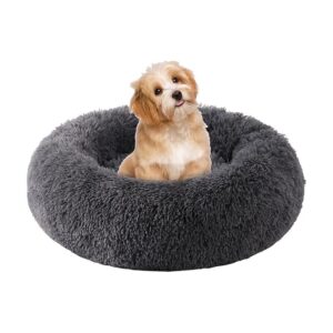 Dark Grey 20x20 inches Dog Bed for Small Dogs with Fluffy Lining and Easy Clean