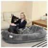 Dark Grey Delux Human Dog Bed Giant Bean Bag Style Pillow Blanket Storage