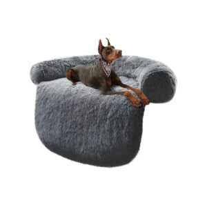 Dark Grey Dog Bed with Removable and Washable Cover for Easy Maintenance