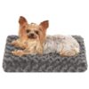 Dark Grey Dog Crate Bed for Small Dogs with Soft Velvet and Comfortable Sleeping Surface