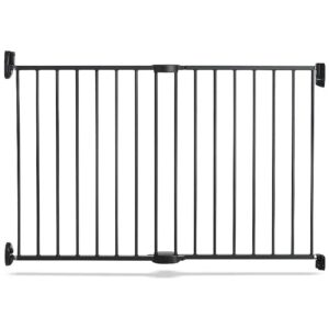 Dark Grey Metal Safety Gate for Babyproofing Home with Adjustable Width