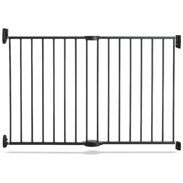 Dark Grey Metal Safety Gate for Babyproofing Home with Adjustable Width