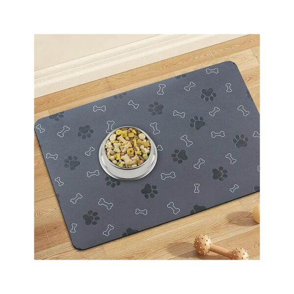 Dark Grey Pet Food Mat Non Slip Quick Dry Absorbent Cat Feeding Mat for Dog