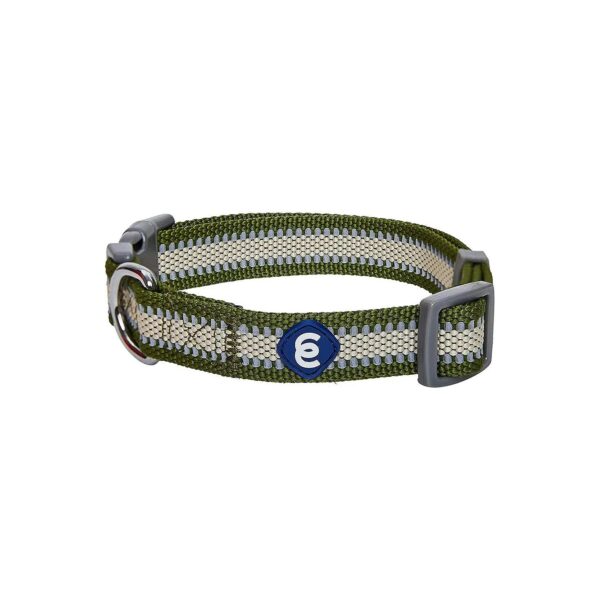 Dark Olive Reflective Dog Collar with 5"-20" Adjustable Neck Size for Medium Dogs