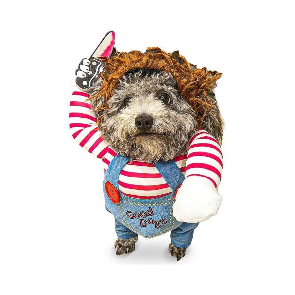 Deadly Doll Dog Costume for Small Medium and Large Dogs with Adjustable Knife Attachment