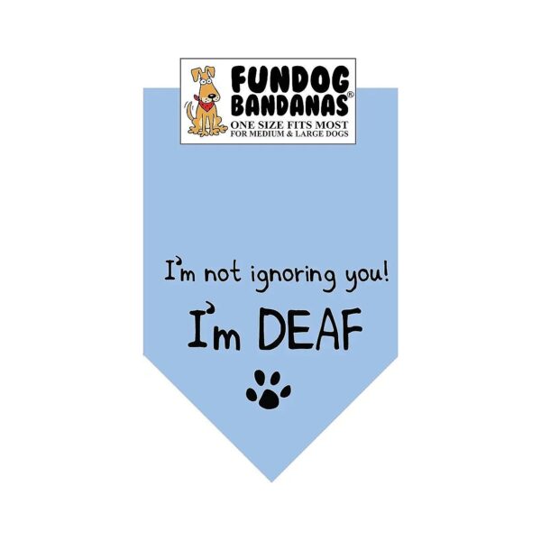 Deaf Dog Bandana Light Blue One Size Fits Most Medium to Large Dogs