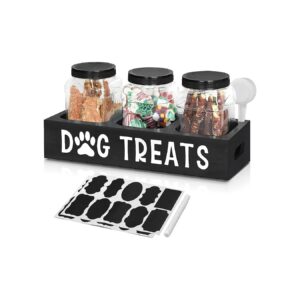 Decorative Pet Food Storage Container with 3 Sealed Jars and Bonus Labels