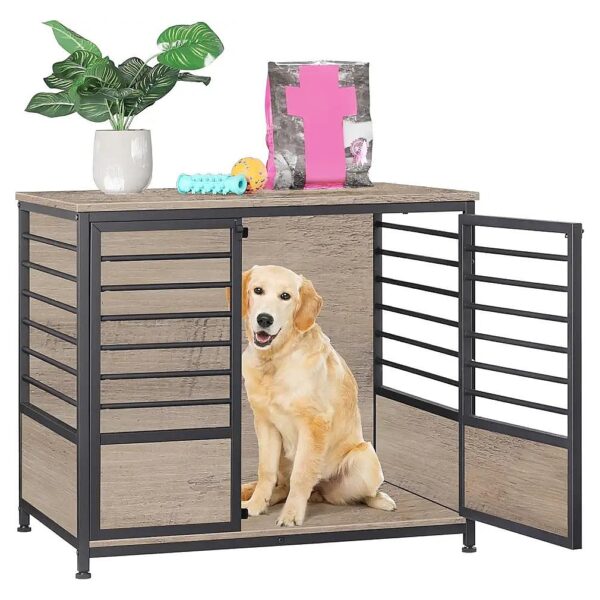 Decorative Steel Tube Structure Dog Crate House with Gray Finish for Small to Large Dogs