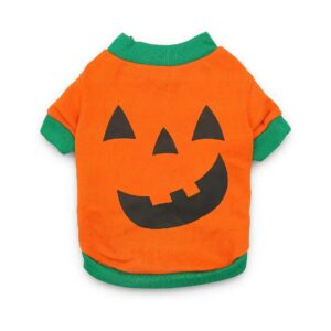 Deep Green Pumpkin Head Dog Shirts XS Halloween Costume for Small Dogs