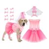 Delicate Pink Princess Costume Set for Female Puppies with Cuffs and Skirt