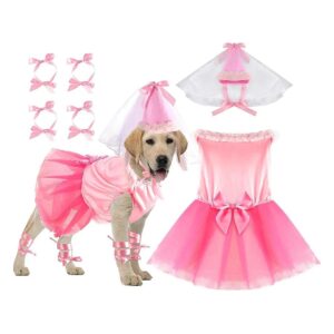 Delicate Pink Princess Costume Set for Female Puppies with Cuffs and Skirt