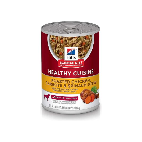 Delicately Seasoned Roasted Chicken Carrots Spinach Stew Wet Food for Adult Dogs