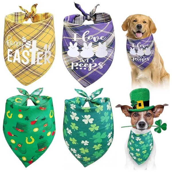 Delightful Easter Dog Bandana Triangle Scarf Bib for Small Medium Large Girl Boy Pets