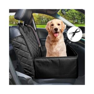 Deluxe 2 in 1 Waterproof Dog Seat Cover for Cars with Safety Belt and Adjustable Strap