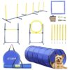 Deluxe Dog Agility Obstacle Course Starter Kit with Adjustable Hurdle and Jumping Ring