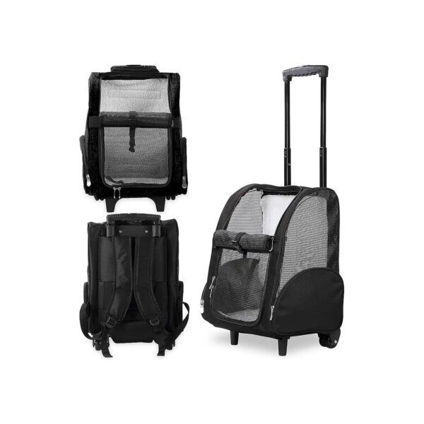 Deluxe Pet Travel Carrier Backpack with Aerodynamic Double Wheels