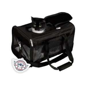 Deluxe Pet Travel Carrier with Waterproof Interior and Machine Washable Liner