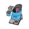 Deluxe Weekender Dog Travel Backpack with Lined Food Carriers and Bowls Light Blue