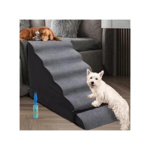 Density Foam Pet Stairs for Small Dogs, Dark Grey, Non-Slip Ramp for Injured Pets