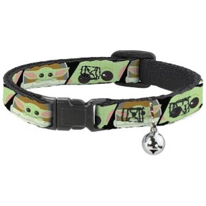 Density Polyester Cat Collar with Bell Breakaway Style Black 5-12 inches