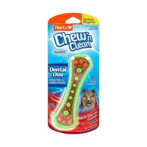 Dental Duo Chew Toy for Medium Dogs 20-50 Pounds with Bacon Flavor