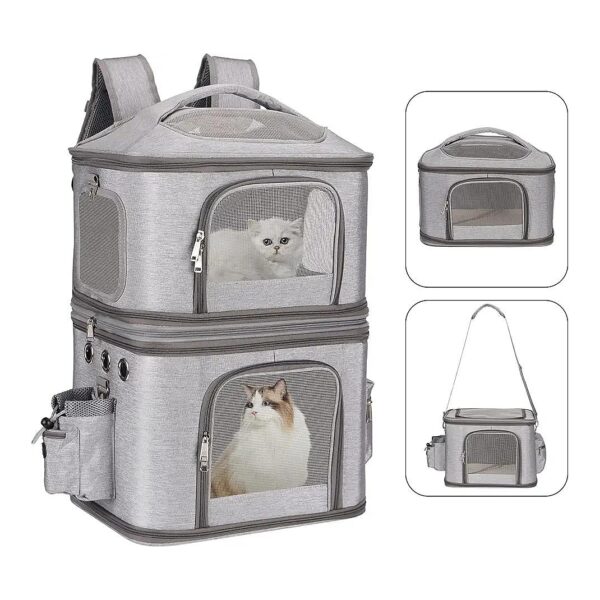 Detachable Double Pet Carrier Backpack for Cats and Small Dogs