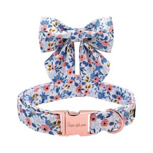 Detachable Tie Blue Bowtie Adjustable Puppy Collars for Small Medium Large Dogs