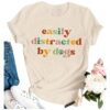 Detailed Letter Print Design on Soft and Breathable Dog Mom Shirt for Women