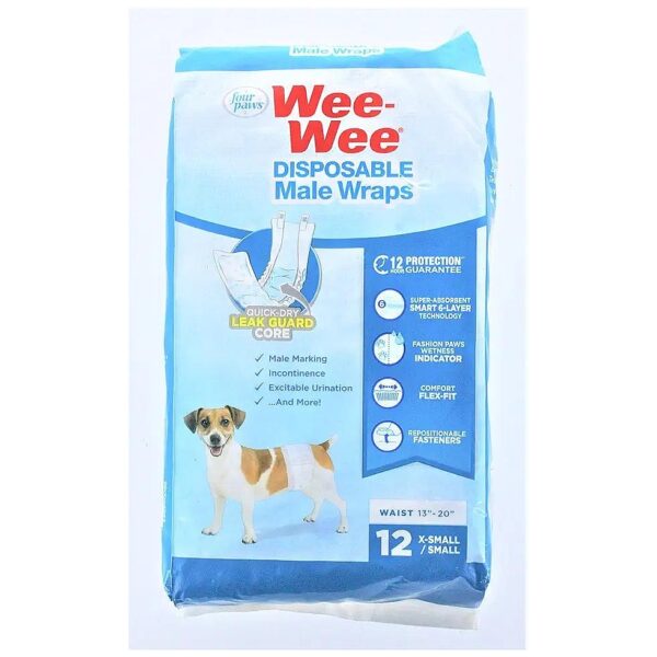 Disposable Male Dog Wraps for Small X-Small Breeds 36 Pack