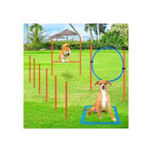 Dog Agility Training Obstacle Course Kit with Tire Jump and Weave Poles