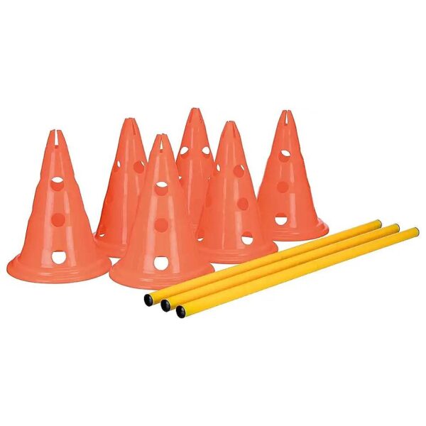 Dog Agility Training Set with 6 Cones and 3 Poles for Beginner to Advanced Jumpers