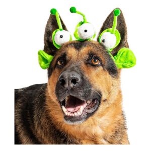 Dog Alien Headband Costume with Lime Green and 3 Eyes for Halloween