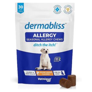 Dog Allergy Chews with Omega 3 Fish Oil and Probiotics for Skin Relief