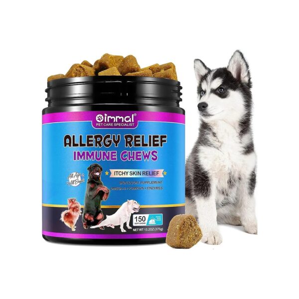 Dog Allergy Relief Treats with Omega 3 Fish Oil for Itchy Skin Seasonal Allergies