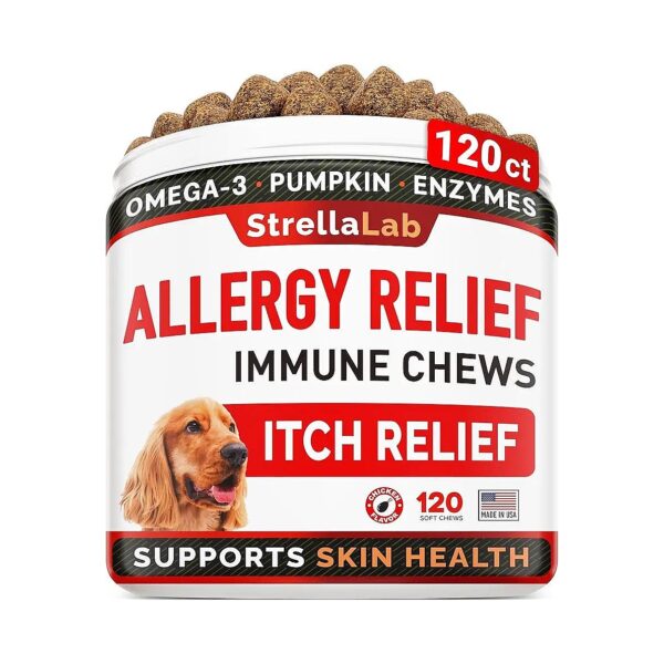 Dog Allergy Relief Treats with Omega 3 & Pumpkin for Sensitive Skin