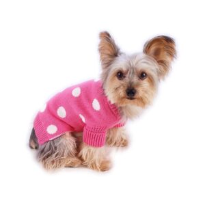 Dog Apparel French Pink Polka Dot Sweater Size #08