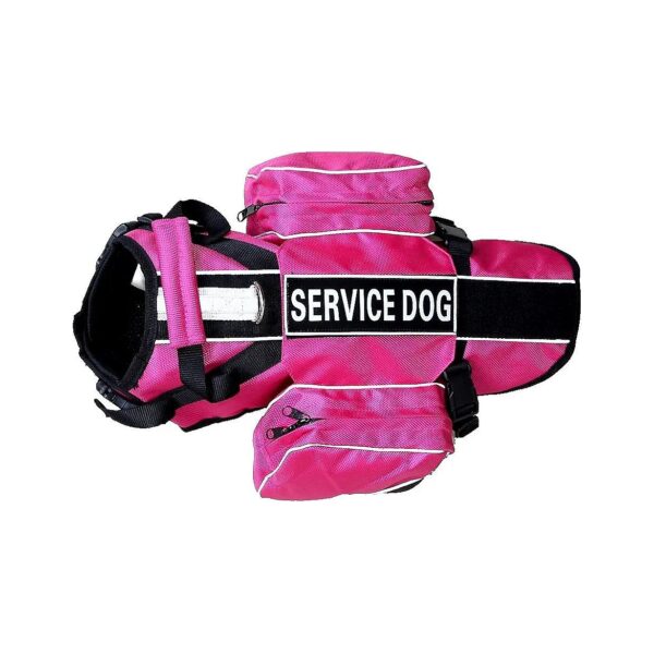 Dog Backpack Harness with Removable Saddle Bags and Adjustable Straps Hot Pink Size S