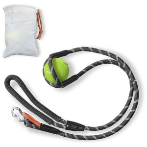 Dog Ball Thrower Launcher with Leash and Tennis Ball and Cotton Bag for Dogs