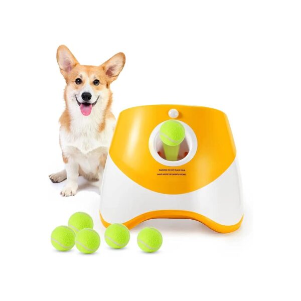 Dog Ball Thrower Machine for Small Dogs with Six Mini Tennis Balls Included