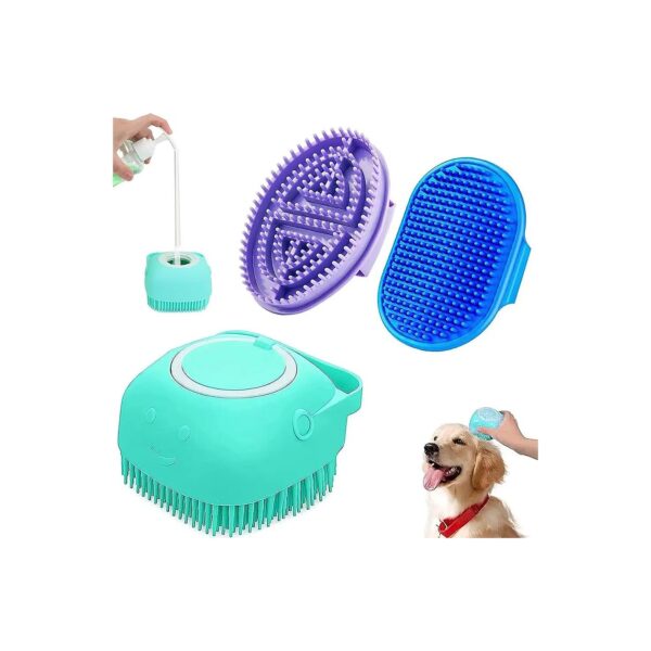 Dog Bath Brush with Adjustable Ring Handle for Short and Long Haired Pets