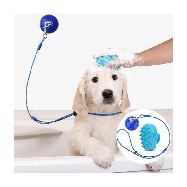 Dog Bath Leash with Adjustable Tether and Chew-Proof Coating for Safe and Secure Grooming