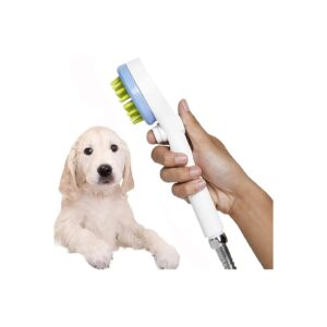 Dog Bath Shower Scrubber Brush Head Pet Shower Sprayer Attachment with Long Reach Hose