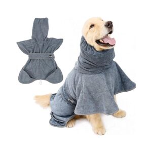 Dog Bathrobe with Adjustable Belt and Pockets for Medium Large and Extra Large Dogs