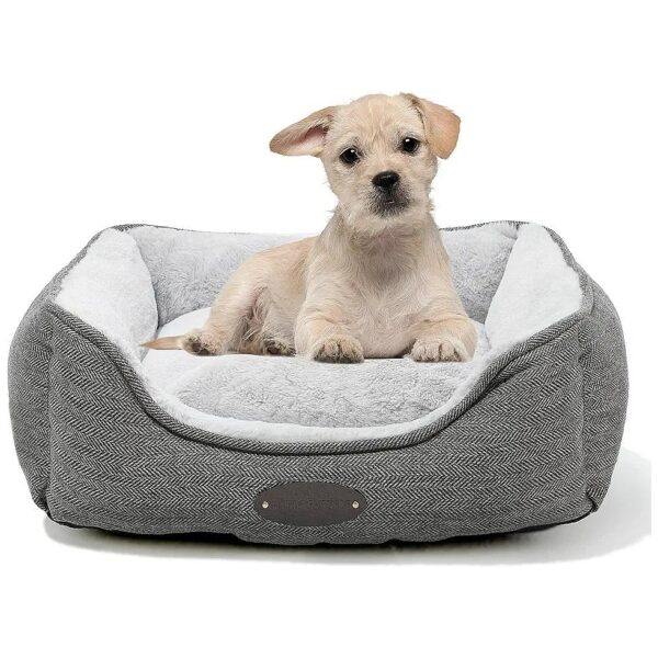 Dog Bed for Small Breed Dogs with Reversible Cushion and Polyester Fabric