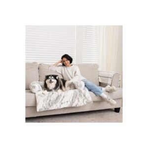 Dog Bed with Soft Bolster and Calming Design - Small Pet Furniture Protector Mat