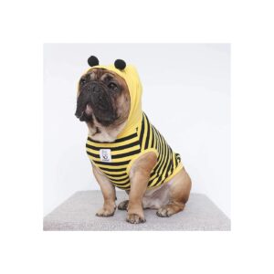 Dog Bee Costume Pullover Hoodie Sleeveless Shirt for Large French Bulldogs and Pugs