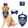 Dog Birthday Outfit Set Including Bandana, Hat, and Bow Tie for Small Medium Dogs