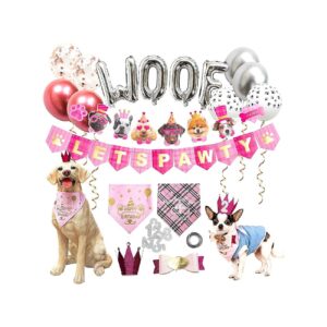 Dog Birthday Party Kit for Small Medium Large Dogs with Customizable Banner and Balloons